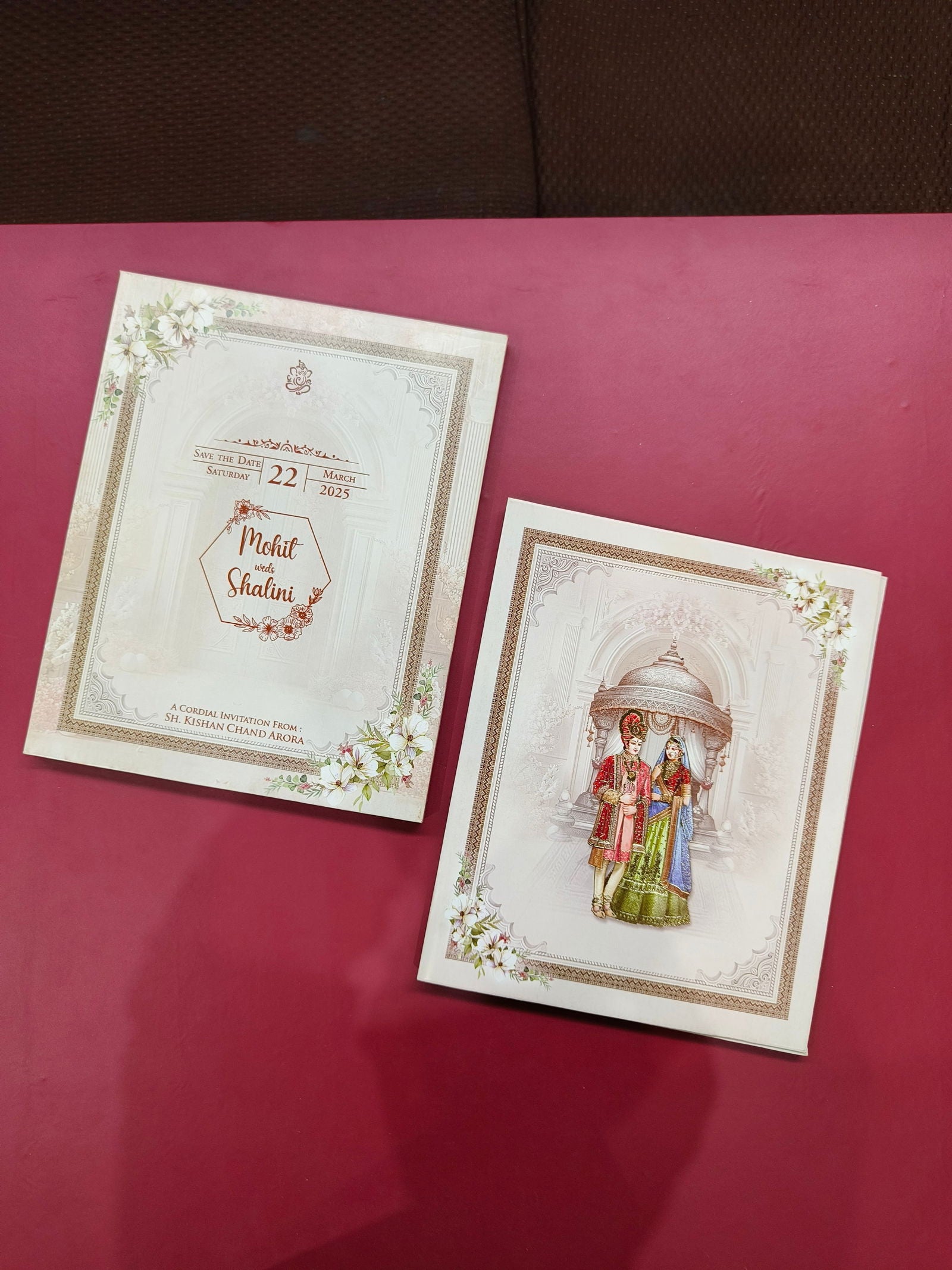 KLB557 Dulha Dulhan Design Semi Box Paper Wedding Card - Kalash Cards