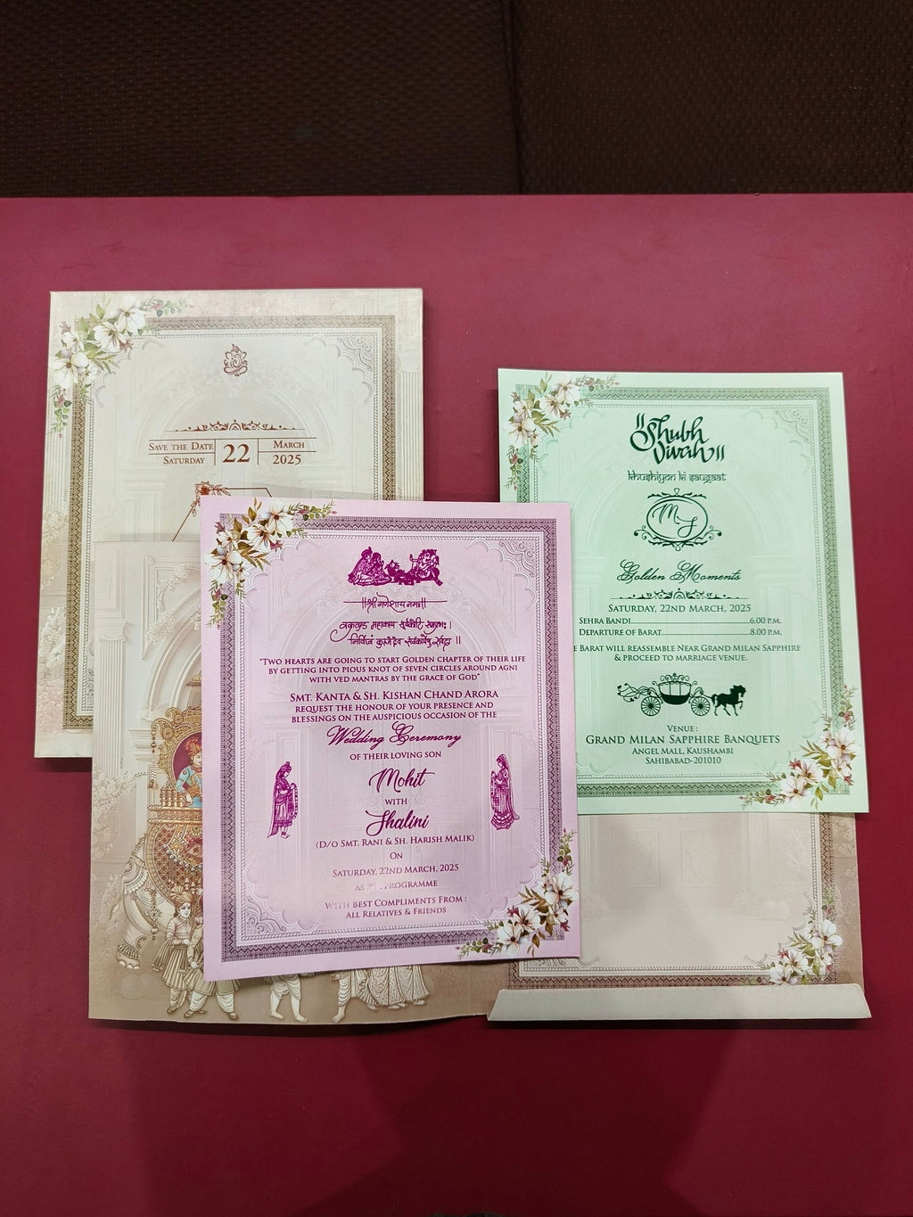 KLB557 Dulha Dulhan Design Semi Box Paper Wedding Card - Kalash Cards