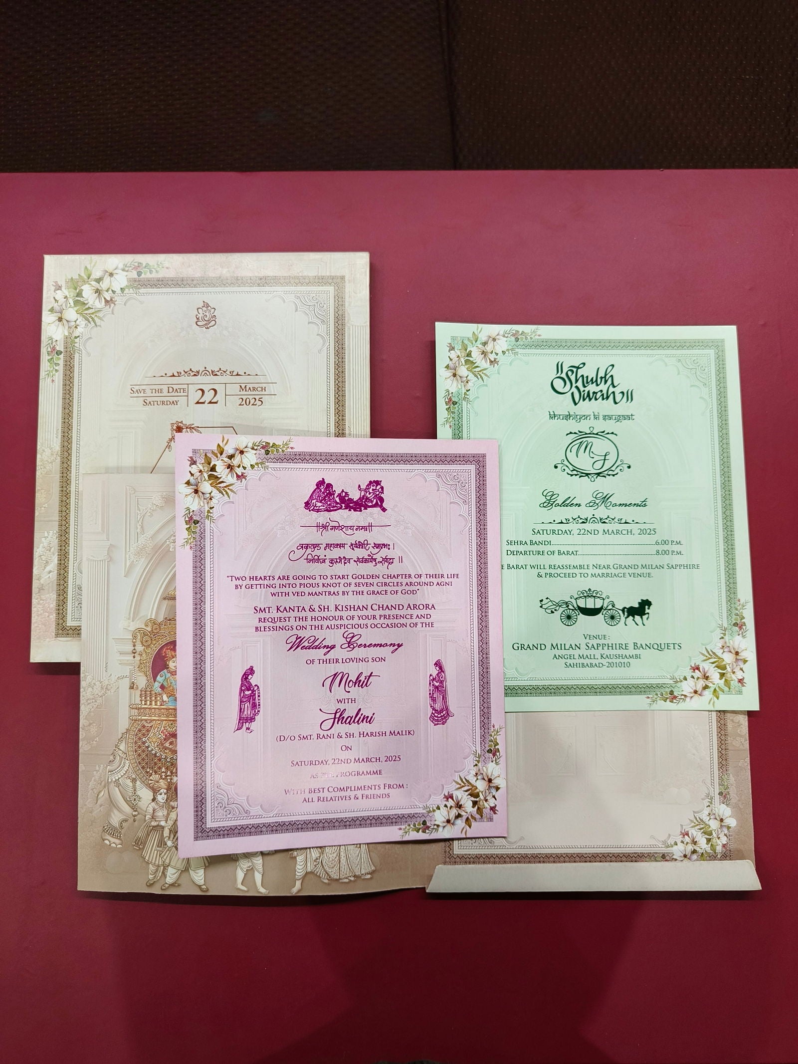 KLB557 Dulha Dulhan Design Semi Box Paper Wedding Card - Kalash Cards