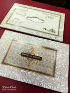 KLB562 Floral Design Green Color Embossed Semi Box Wedding Card (2 Page & 1 Couple Name Wooden Plate)