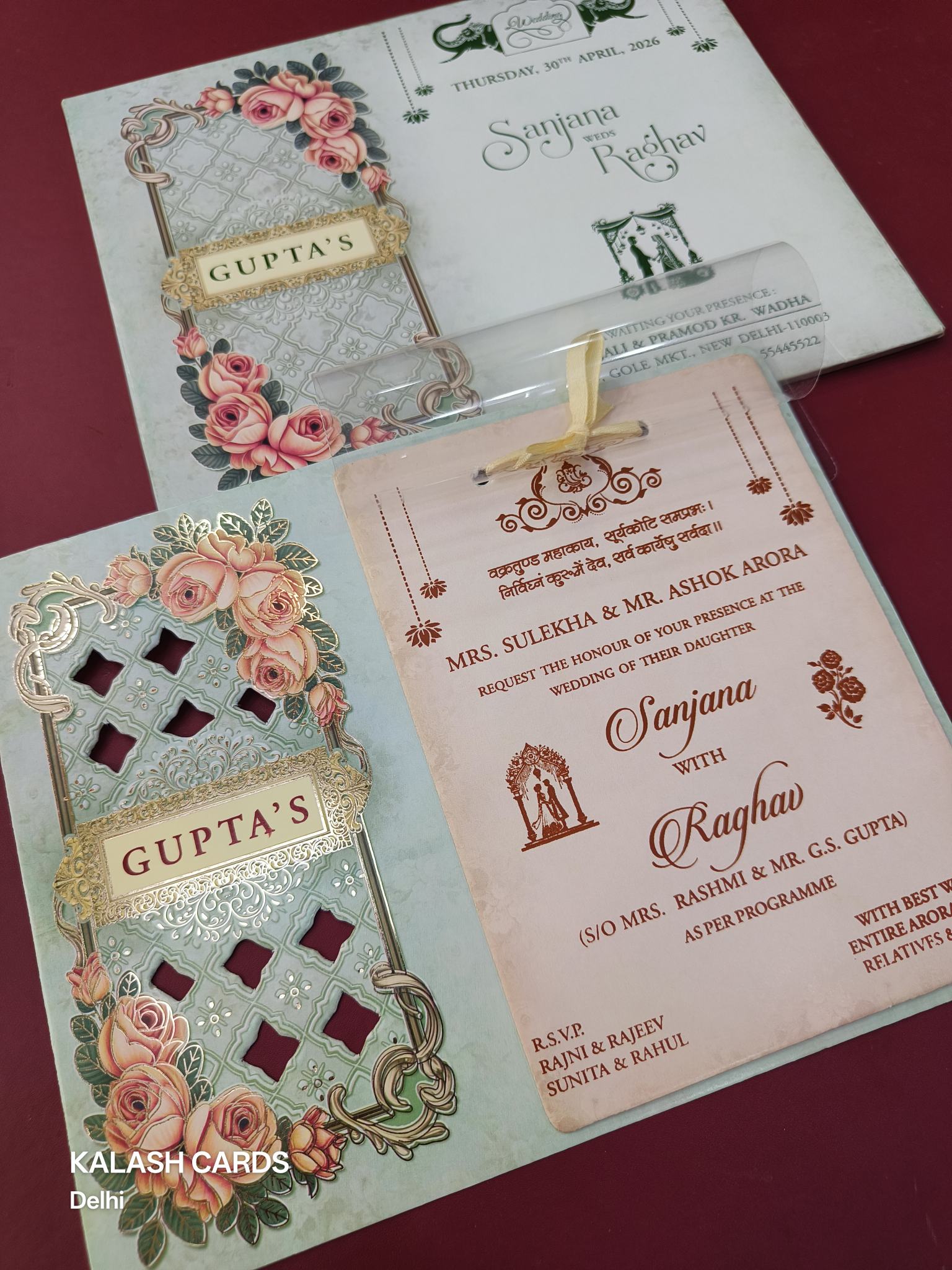 KLB565 Floral Design Wedding Card (2Page & Transparent PVC)-Kalash Cards