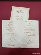 KLB586 Floral Design Semi Box Paper Wedding Card - Kalash Cards