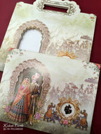 KLB589 Raja Rani Elephant Design Green Color Semi Box Wedding Card (2 Page)