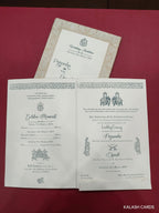 KLB589 Floral Design Semi Box Paper Wedding Card - Kalash Cards
