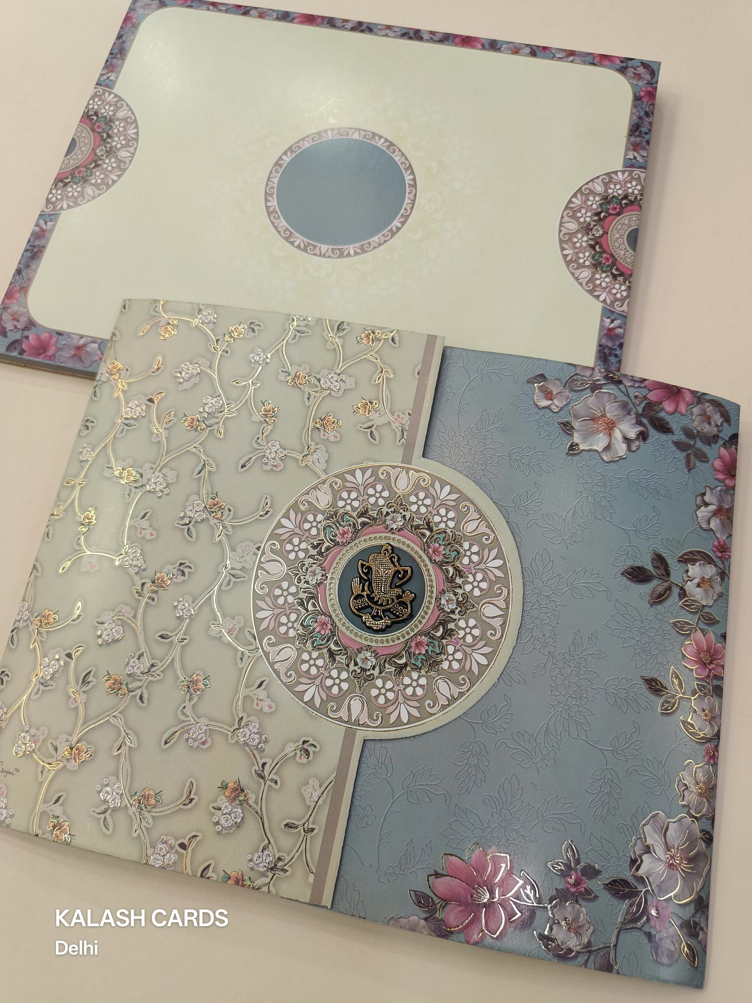 KLB591 Floral Theme Wedding Card (2 Page)-Kalash Cards