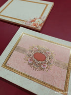 KLB594 Floral Design Semi Box Paper Wedding Card - Kalash Cards