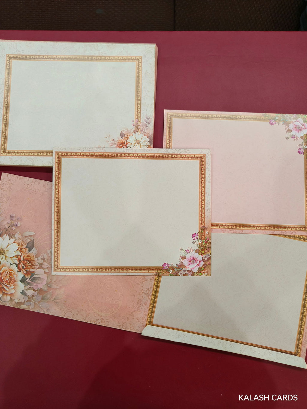 KLB594 Floral Design Semi Box Paper Wedding Card - Kalash Cards