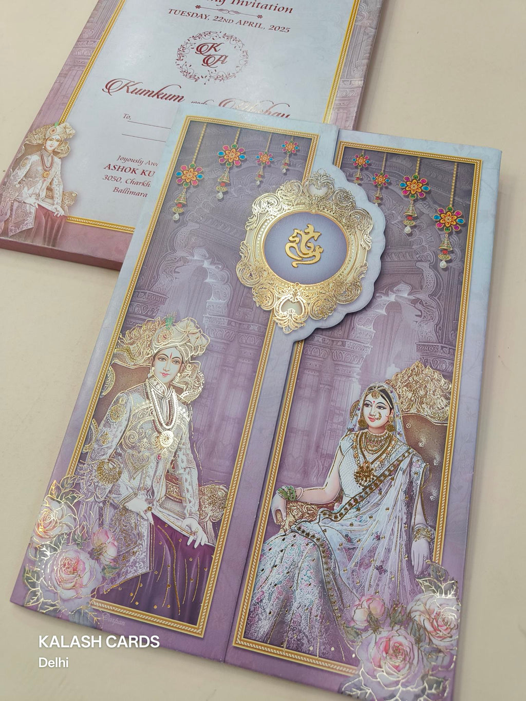 KLB595 Raja Rani Theme Wedding Card (2 page)-Kalash Cards