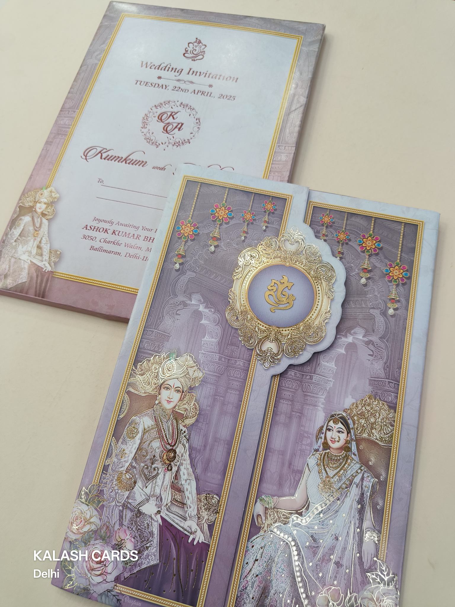 KLB595 Raja Rani Theme Wedding Card (2 page)-Kalash Cards