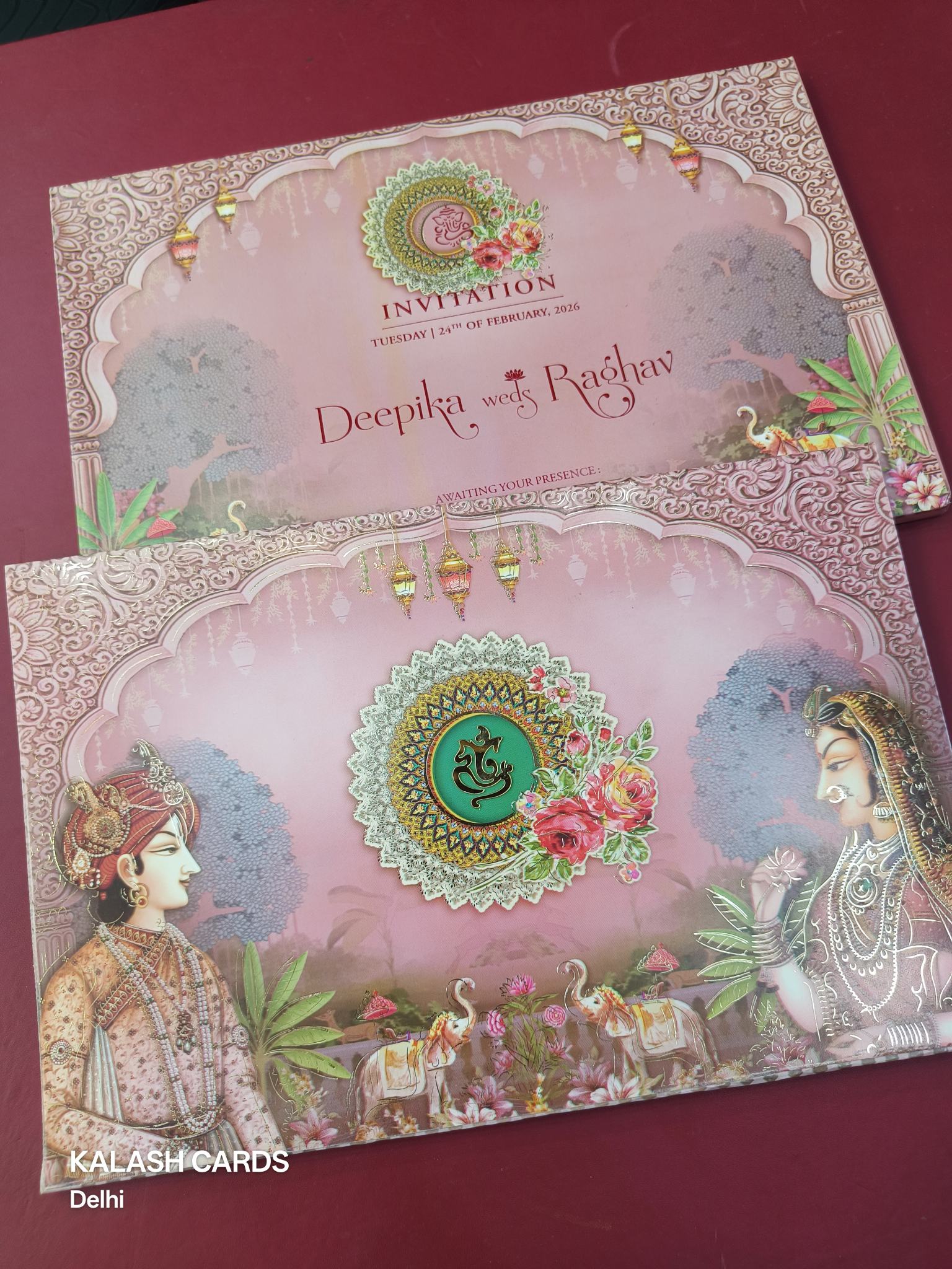 KLB596 Raja Rani Theme Wedding Card (2 Page)-Kalash Cards
