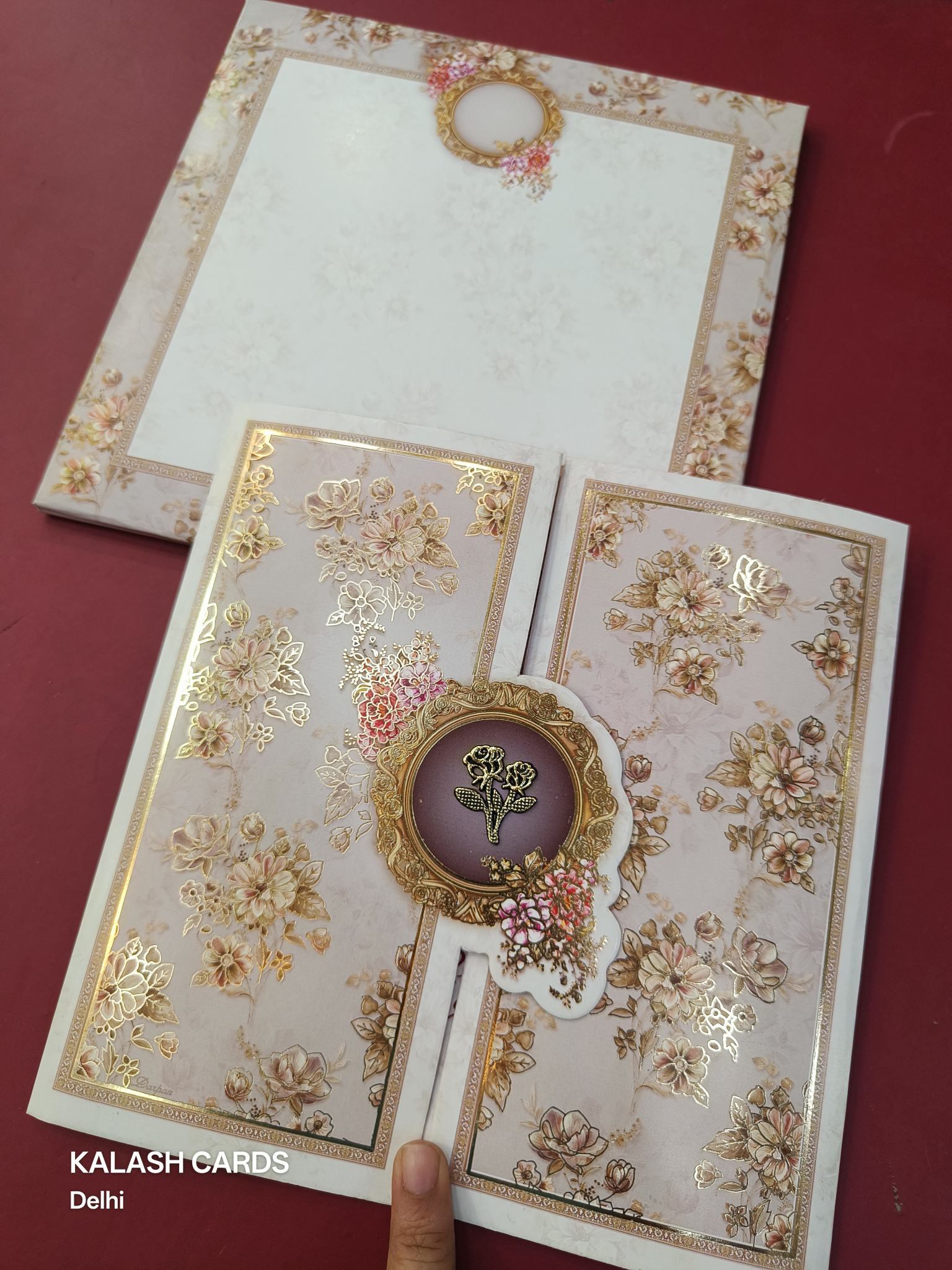 KLB598 Floral Design Wedding Card (2 Page)-Kalash Cards