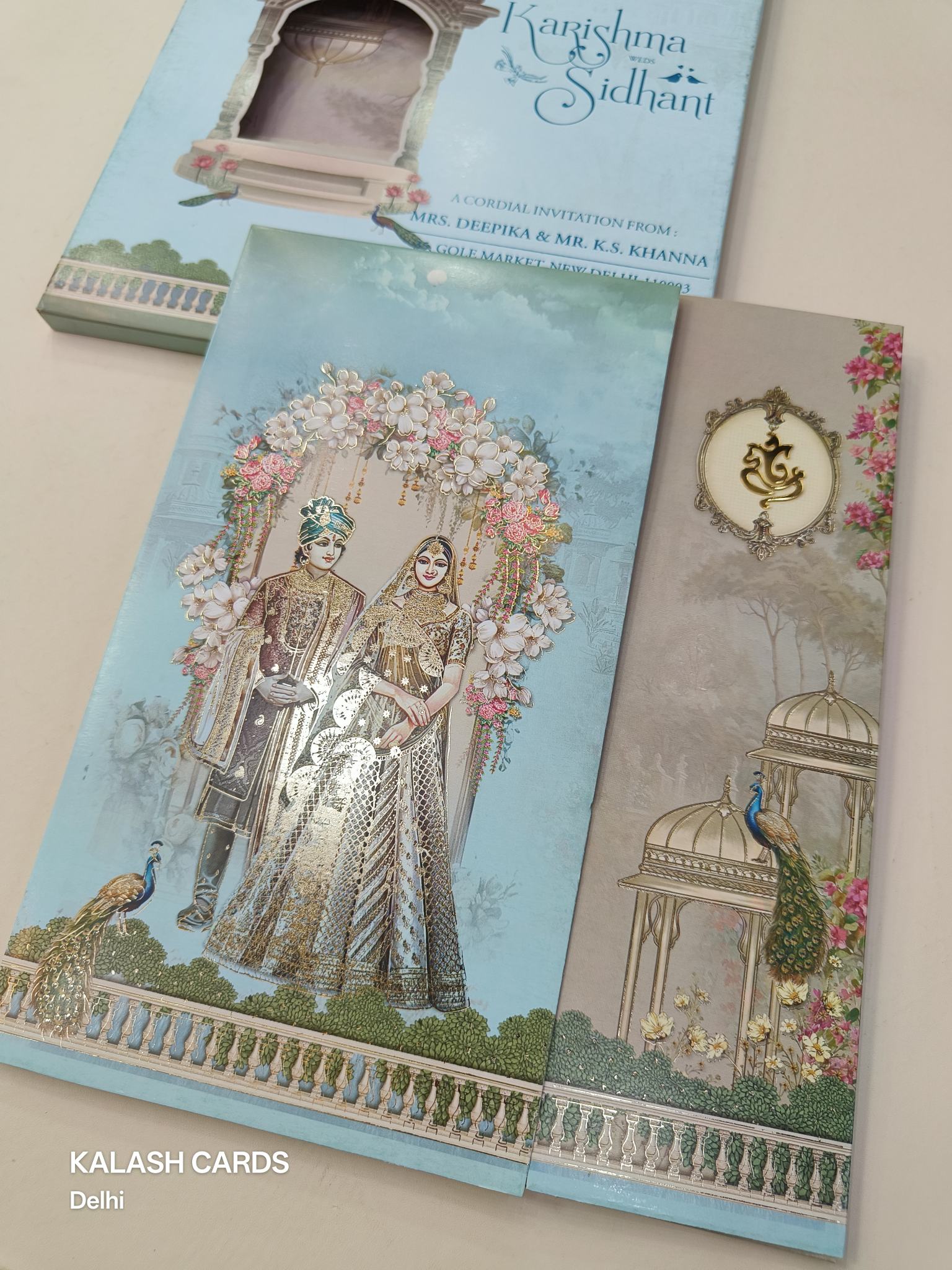 KLB606 Royal Dulha Dulhan Theme Wedding Card (2 Page)-Kalash Cards