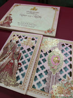 KLB608 Dulha Dulhan Design Semi Box Paper Wedding Card - Kalash Cards