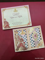 KLB608 Dulha Dulhan Design Semi Box Paper Wedding Card - Kalash Cards