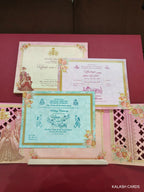 KLB608 Dulha Dulhan Design Semi Box Paper Wedding Card - Kalash Cards