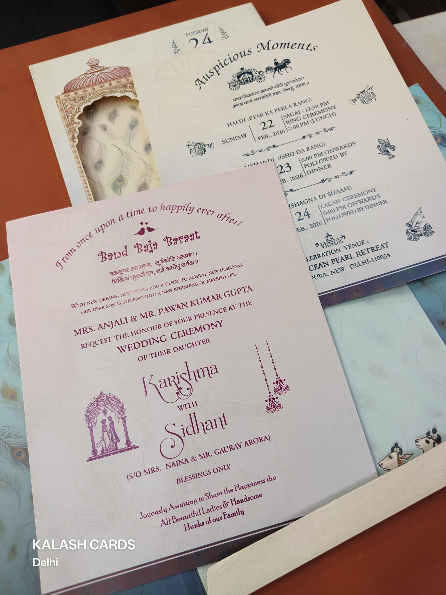 KLB609 Radha Krishna Design Wedding Card (2 Pages)-Kalash Cards