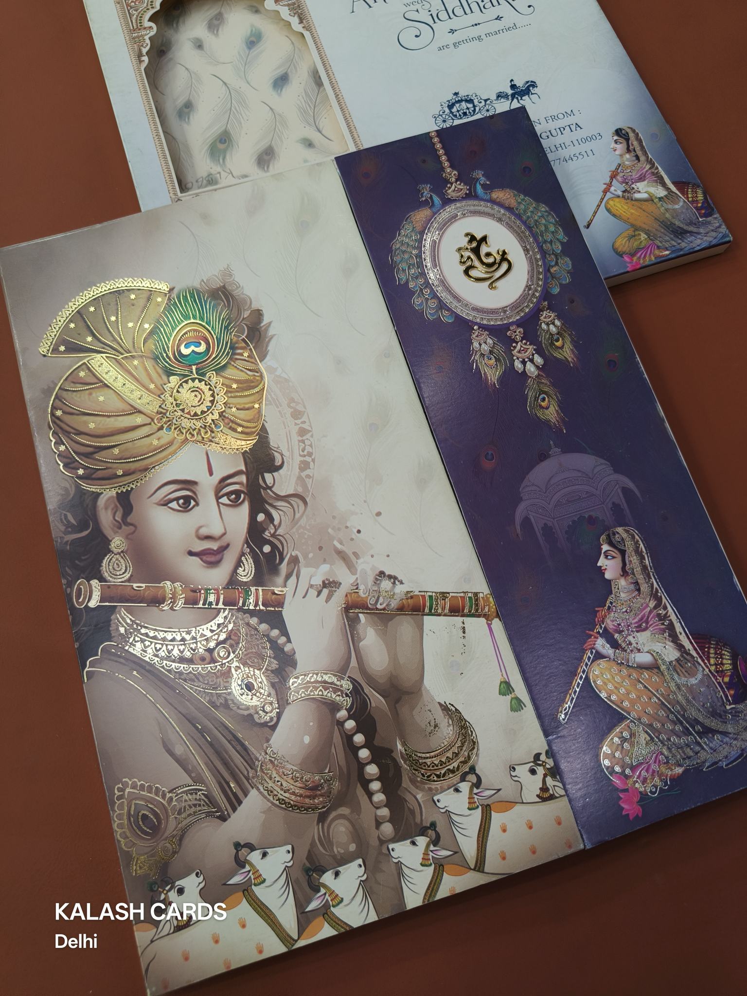 KLB609 Radha Krishna Design Wedding Card (2 Pages)-Kalash Cards