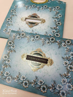 KLB611 Floral Design Blue Color Carry Bag Style Semi Box Wedding Card (2 Page)