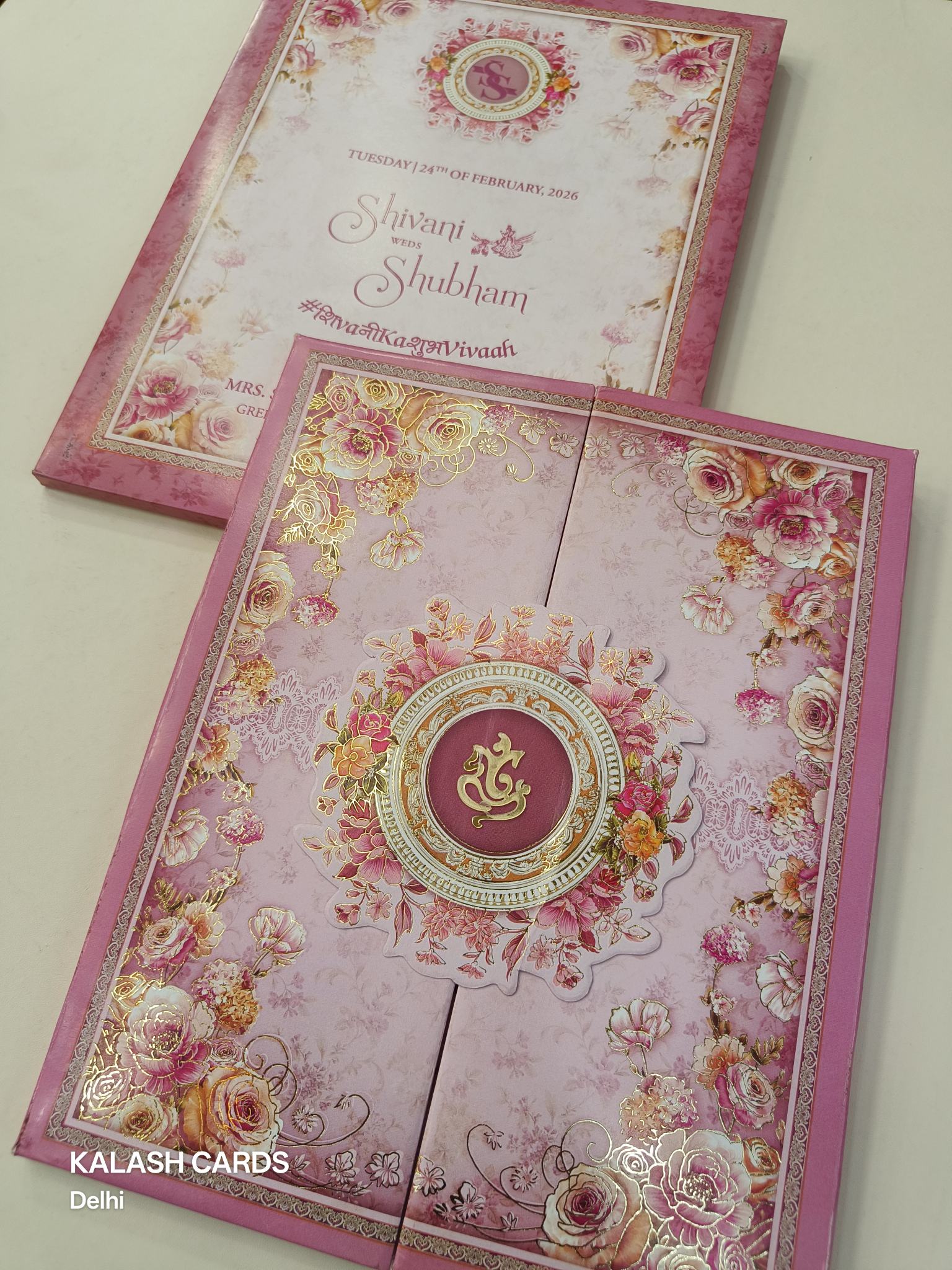 KLB611 Floral Theme Wedding Padding Thick Wedding Card (2 Page)-Kalash Cards