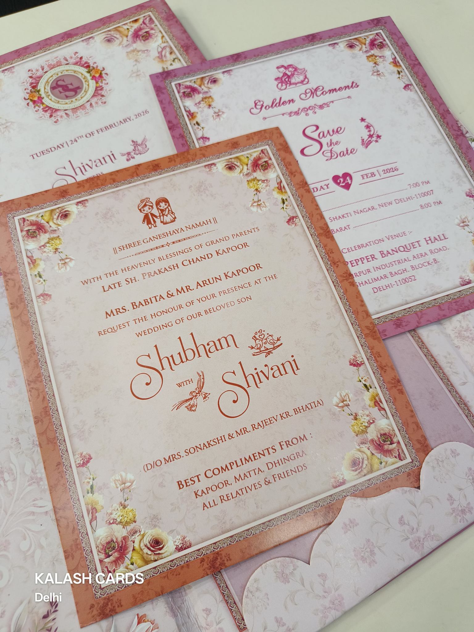 KLB611 Floral Theme Wedding Padding Thick Wedding Card (2 Page)-Kalash Cards