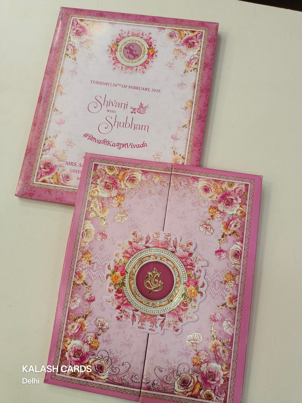 KLB611 Floral Theme Wedding Padding Thick Wedding Card (2 Page)-Kalash Cards