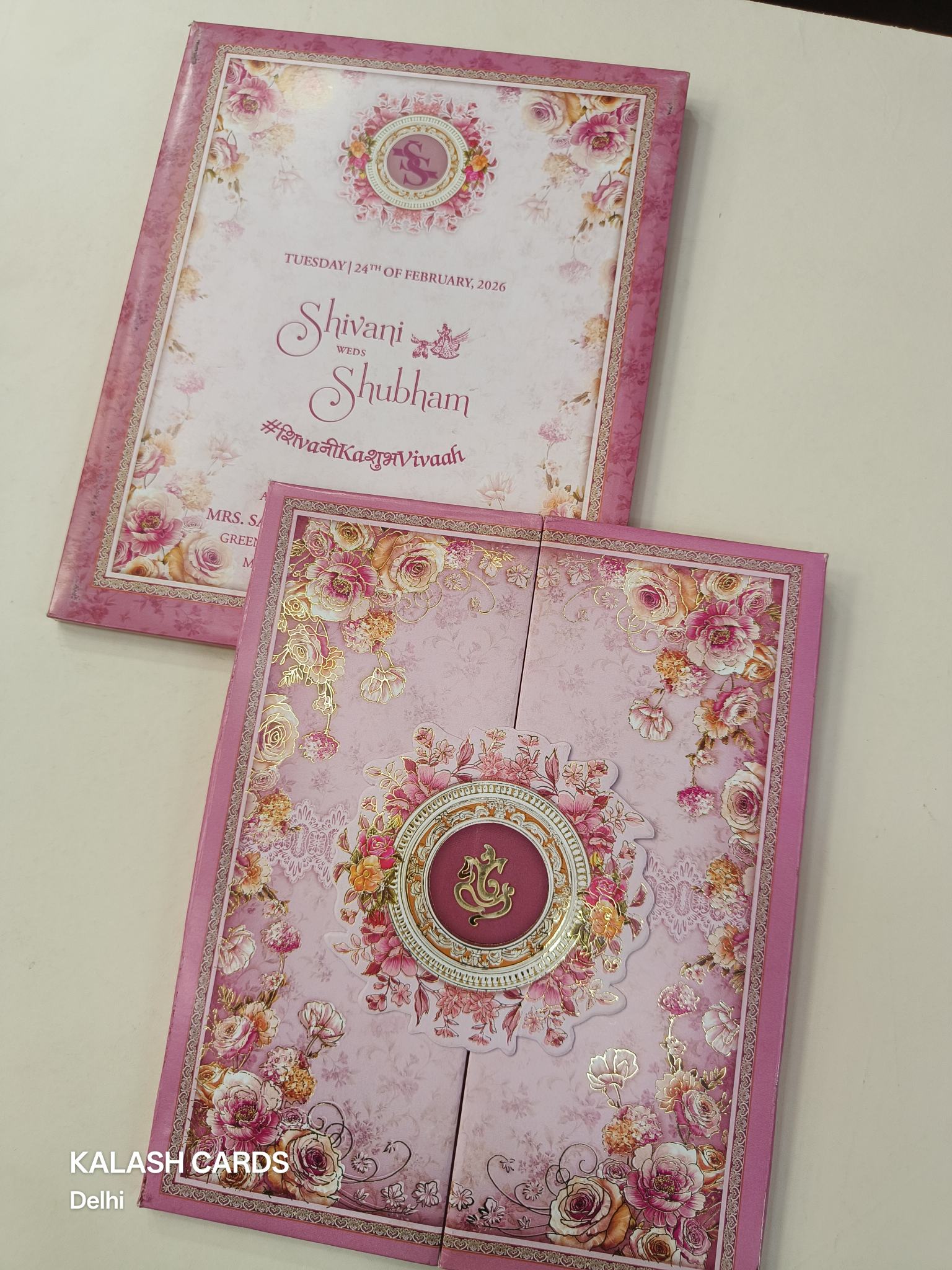 KLB611 Floral Theme Wedding Padding Thick Wedding Card (2 Page)-Kalash Cards