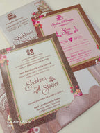 KLB613 Royal Theme Padding Thick Wedding Card (2 Page & Couple Name Acrylic Mirror)-Kalash Cards