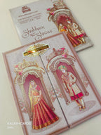 KLB613 Royal Theme Padding Thick Wedding Card (2 Page & Couple Name Acrylic Mirror)-Kalash Cards
