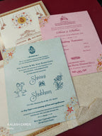 KLB615 Floral Theme Padding Hardboard Thick Wedding Card (2 Page)-Kalash Cards