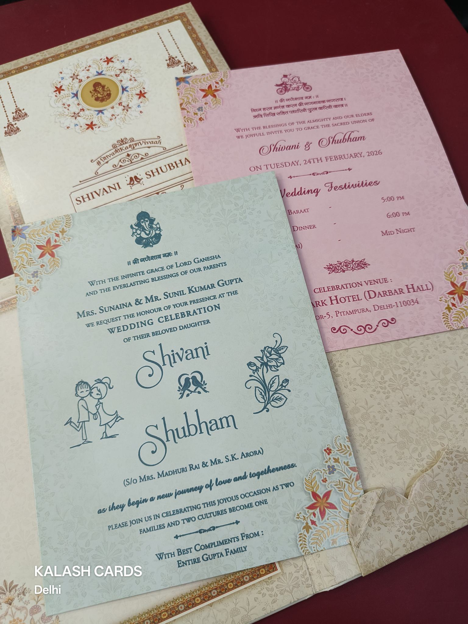 KLB615 Floral Theme Padding Hardboard Thick Wedding Card (2 Page)-Kalash Cards