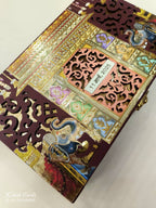 KLB616 MDF Box Type Laser Cut Wedding Card with 2 Thick Pages
