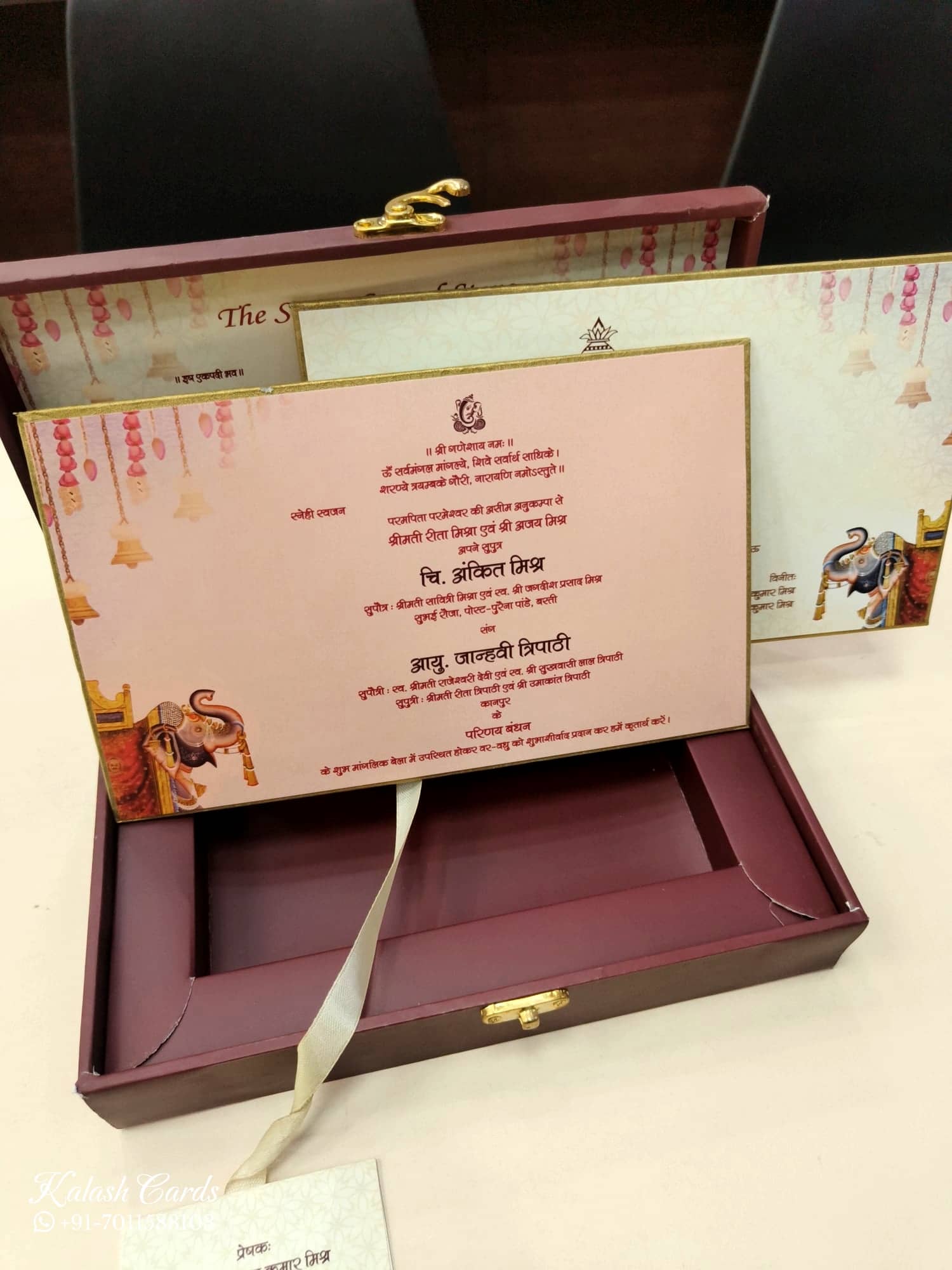 KLB616 MDF Box Type Laser Cut Wedding Card with 2 Thick Pages