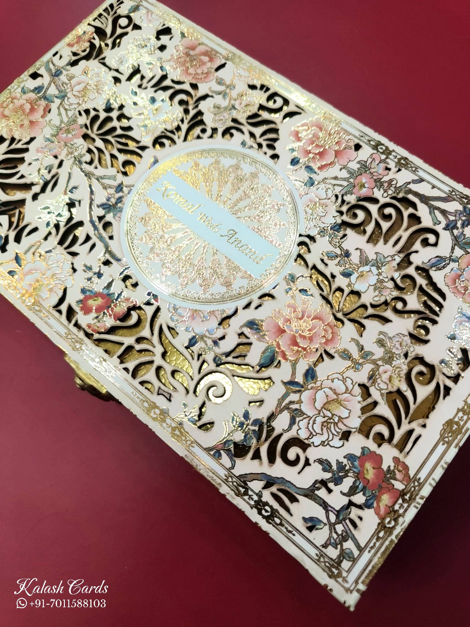 KLB617 MDF Box Type Laser Cut Wedding Card with 2 Thick Pages