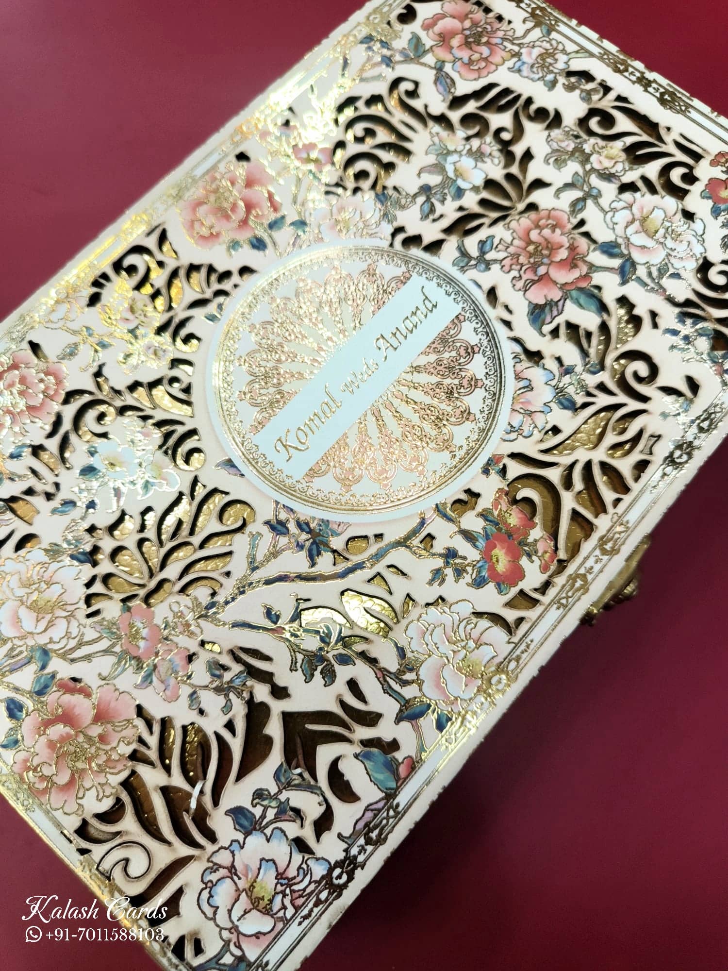 KLB617 MDF Box Type Laser Cut Wedding Card with 2 Thick Pages
