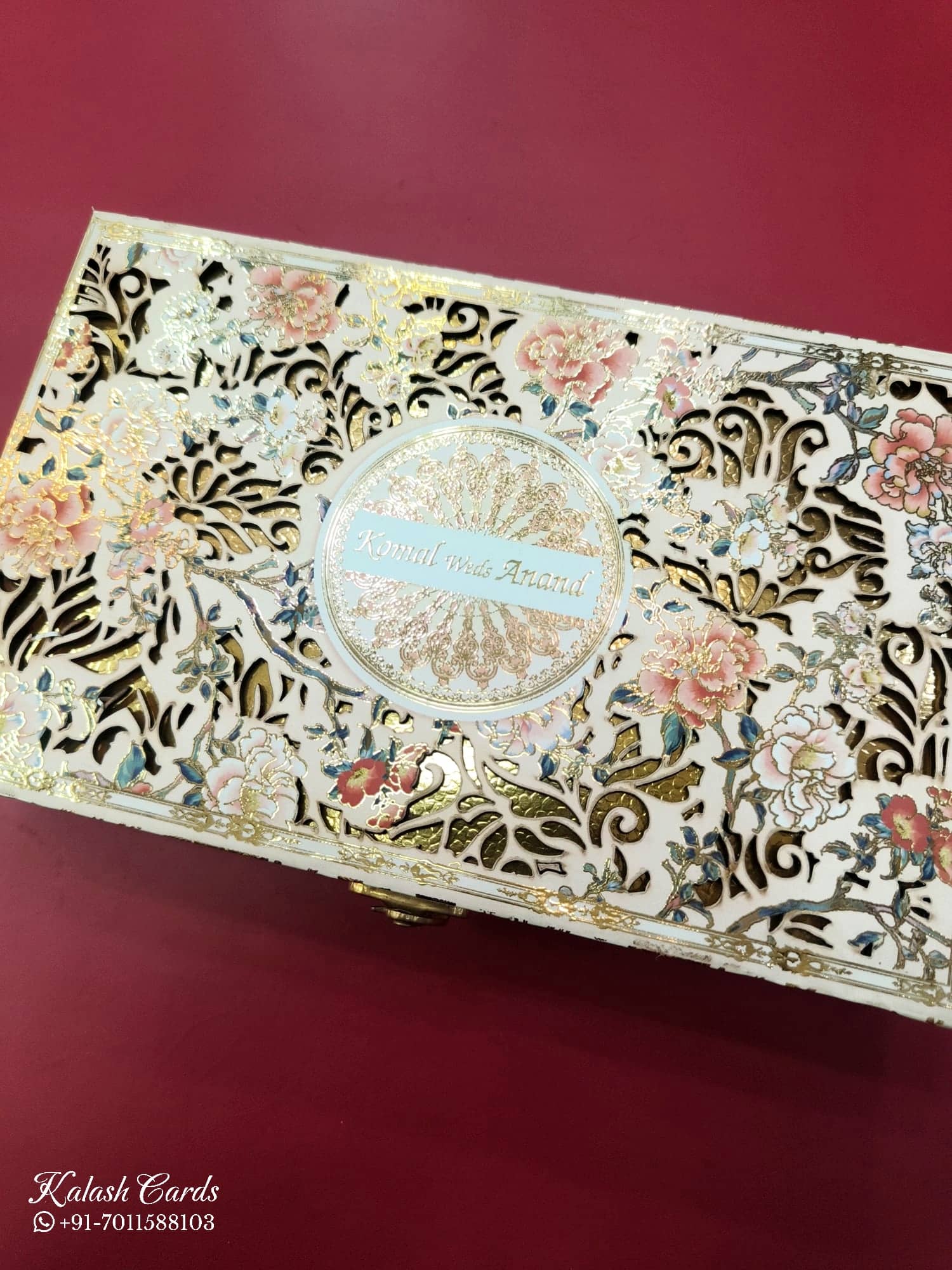 KLB617 MDF Box Type Laser Cut Wedding Card with 2 Thick Pages
