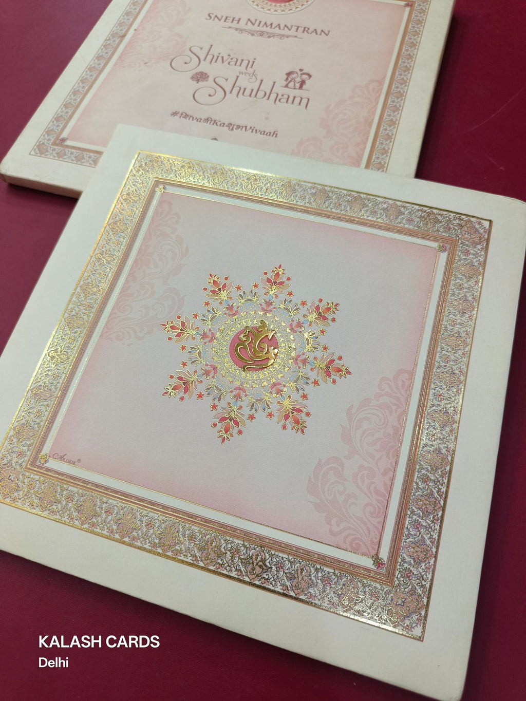 KLB618 Floral Theme Padding Hardboard Thick Wedding Card (2 Page)-Kalash Cards