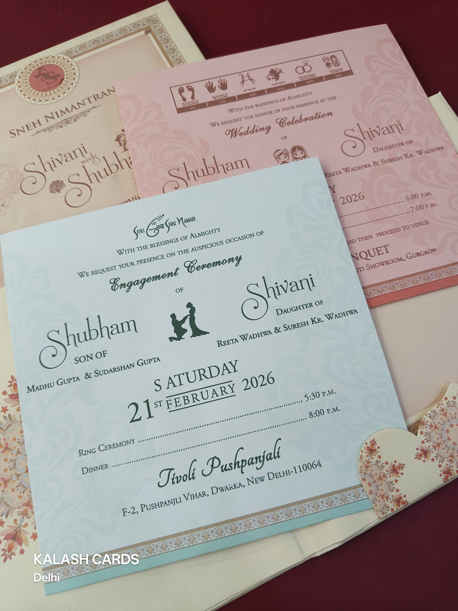 KLB618 Floral Theme Padding Hardboard Thick Wedding Card (2 Page)-Kalash Cards