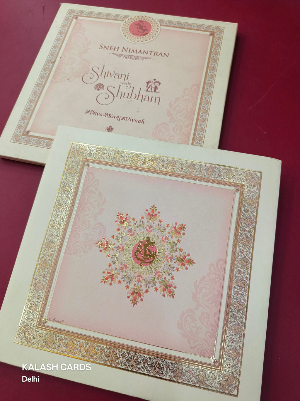 KLB618 Floral Theme Padding Hardboard Thick Wedding Card (2 Page)-Kalash Cards