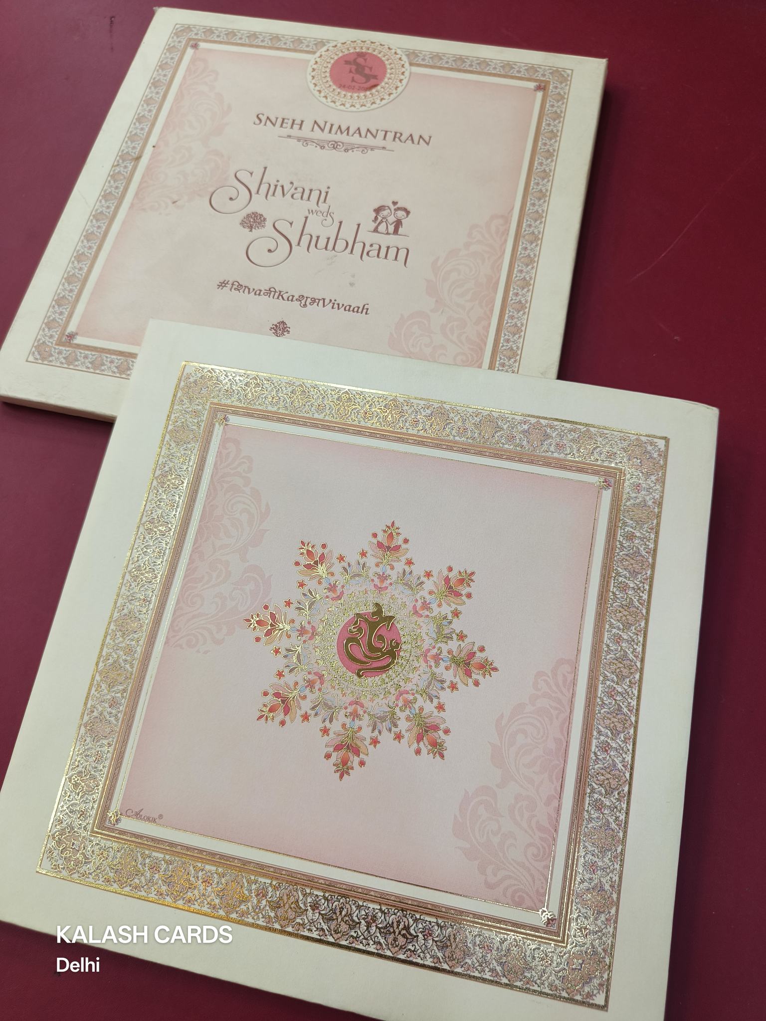 KLB618 Floral Theme Padding Hardboard Thick Wedding Card (2 Page)-Kalash Cards