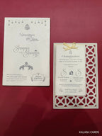 KLB619 Semi Box Paper Wedding Card with 2 Inserts & 1 Transparent Insert - Kalash Cards