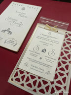 KLB619 Semi Box Paper Wedding Card with 2 Inserts & 1 Transparent Insert - Kalash Cards