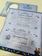 KLB622 Radha Krishna Design Royal Blue Color Semi Box Wedding Card (2 Page)