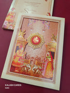 KLB622 Laser Cut Raja Rani Design Padding Hardboard Thick Wedding Card (2 Page)-Kalash Cards