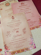 KLB622 Laser Cut Raja Rani Design Padding Hardboard Thick Wedding Card (2 Page)-Kalash Cards