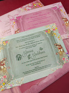 KLB623 Floral Dulha Dulhan Design Padding Hardboard Thick Wedding Card (2 Page)-Kalash Cards