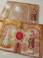 KLB624 Traditional Raja Rani Design Padding Hardboard Thick Wedding Card (2 Page)-Kalash Cards