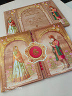 KLB624 Traditional Raja Rani Design Padding Hardboard Thick Wedding Card (2 Page)-Kalash Cards