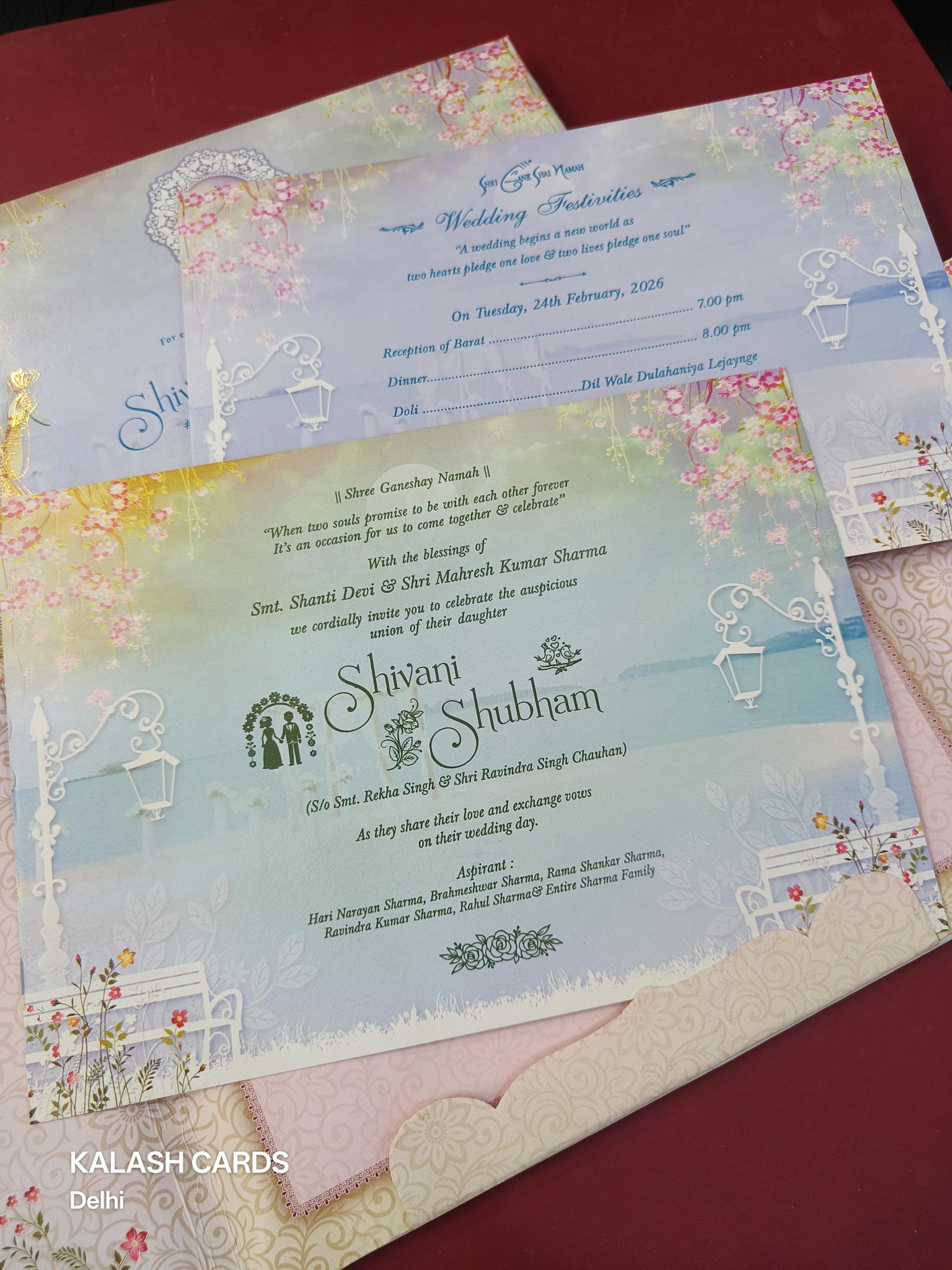KLB625 Traditional Indian Raja Rani Design Padding Hardboard Thick Wedding Card (2 Page)-Kalash Cards