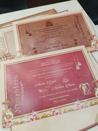 KLB626 Laser Cut Raja Rani Theme Padding Hardboard Thick Wedding Card (2 Page & Couple Name Acrylic Mirror)-Kalash Cards