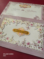 KLB627 Laser Cut Floral Border Design Padding Hardboard Thick Wedding Card (2 Page & Couple Name Acrylic Mirror)-Kalash Cards